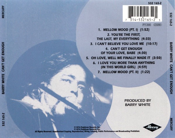 barry cant get trasera Barry White – Can't Get Enough Cd