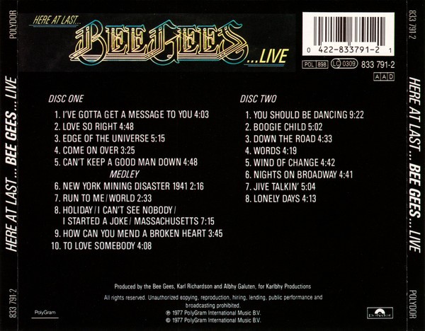 bee gees here at trasera Bee Gees – Here At Last... Bee Gees ...Live Cd