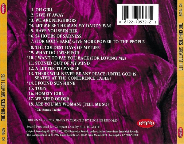 chi lites best trasera The Chi-Lites – Greatest Hits Cd