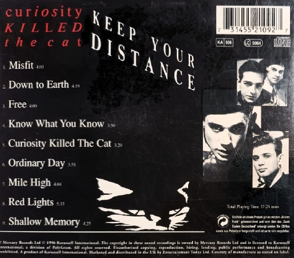curiosity trasera Curiosity Killed The Cat – Keep Your Distance Cd (Bonus Tracks)