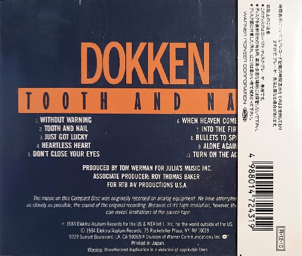 dokken trasera Dokken – Tooth And Nail Cd