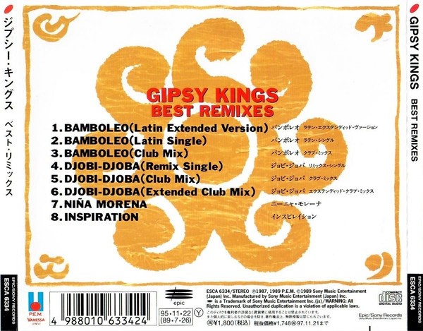 gipsi kings trasera Gipsy Kings – Best Remixes Cd Japonés