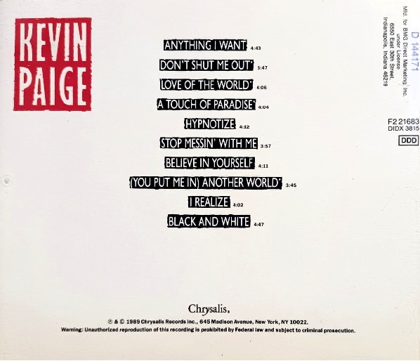 Kevin Paige – Kevin Paige Cd