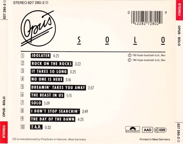 opus trasera Opus – Solo Cd