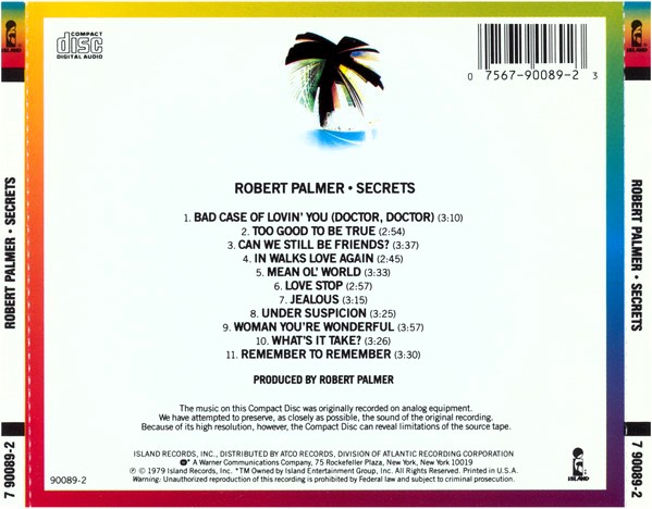 robert palmer secrets trasera Robert Palmer – Secrets Cd