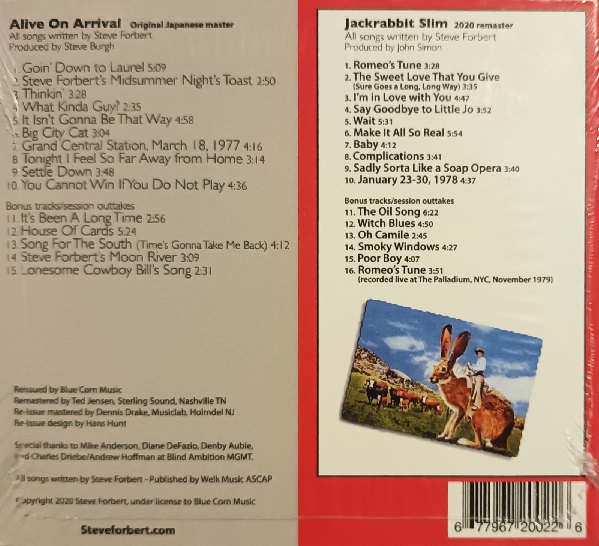 steve forbert trasera Steve Forbert – Jackrabbit Slim/Alive on Arrival Cd