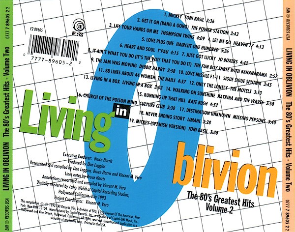 Living in oblivion 2 trasera Living In Oblivion The 80's Greatest Hits - Volume 2 Cd (Varios Artistas)