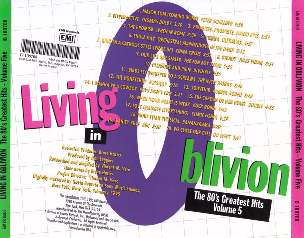 Living in oblivion 5 trasera Living In Oblivion The 80's Greatest Hits - Volume 5 Cd (Varios Artistas)