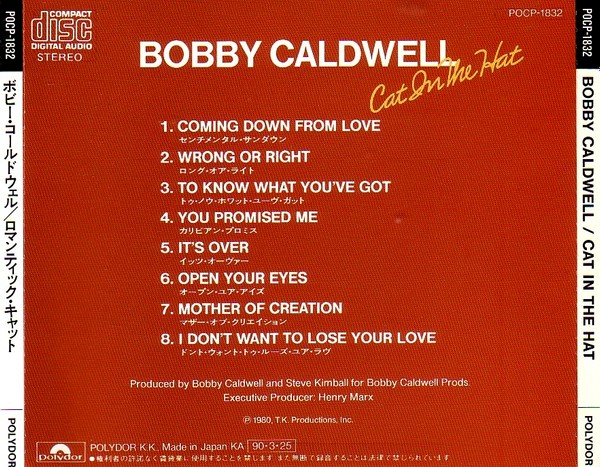 bobby caldwell cat in the hat trasera Bobby Caldwell – Cat In The Hat Cd Japonés