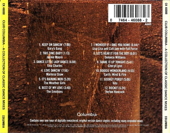club columbia 1 trasera Club Columbia (A Collection Of Classic Dance Mixes) Volume 1 Cd (Varios Artistas)