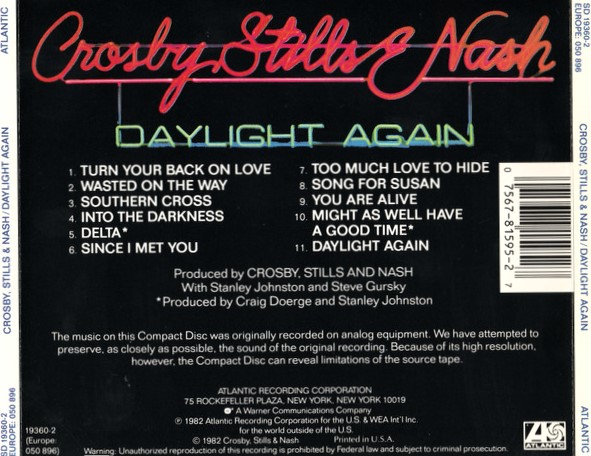 crosby trasera Crosby, Stills & Nash – Daylight Again Cd