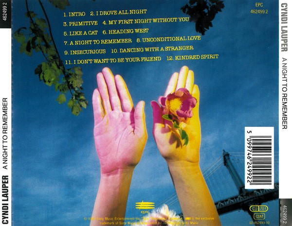 cyndi a night trasera Cyndi Lauper – A Night To Remember Cd