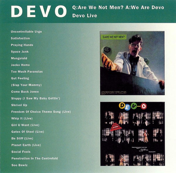 devo live frontal Devo – Q: Are We Not Men? A: We Are Devo / Devo Live Cd (2 Álbumes en 1 cd)