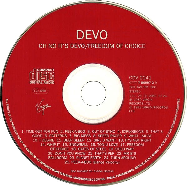 devo oh no freedom cd Devo – Oh No It's Devo / Freedom Of Choice Cd (2 álbumes en 1 cd)