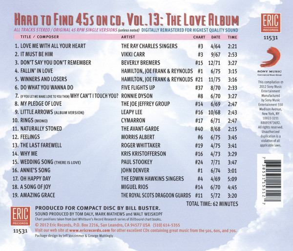 hard to find trasera Hard To Find 45s On CD Volume 13 Cd (Varios Artistas) Incluye a : Hamilton, Joe frank & Reynolds