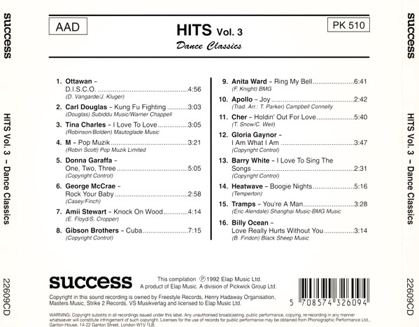 hits dance classics 3 trasera Hits Dance Classics - Vol. 3 Cd (Varios Artistas)