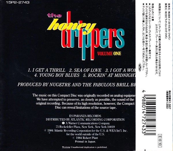 honey trasera The Honeydrippers – Volume One Cd
