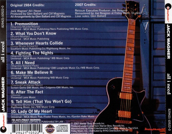 Jack Wagner – All I Need Cd
