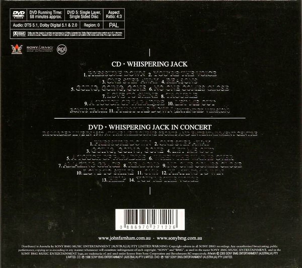 john farnham trasera John Farnham – Whispering Jack (20th Anniversary Edition) Cd Digipack