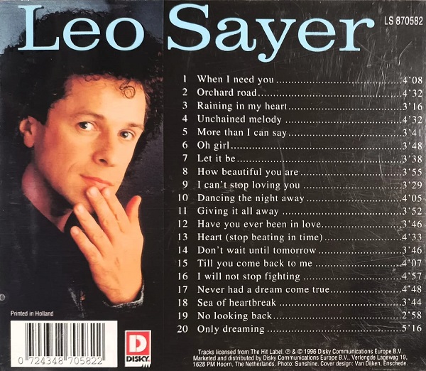 leo sayer 20 great trasera Leo Sayer – 20 Great Love Songs Cd