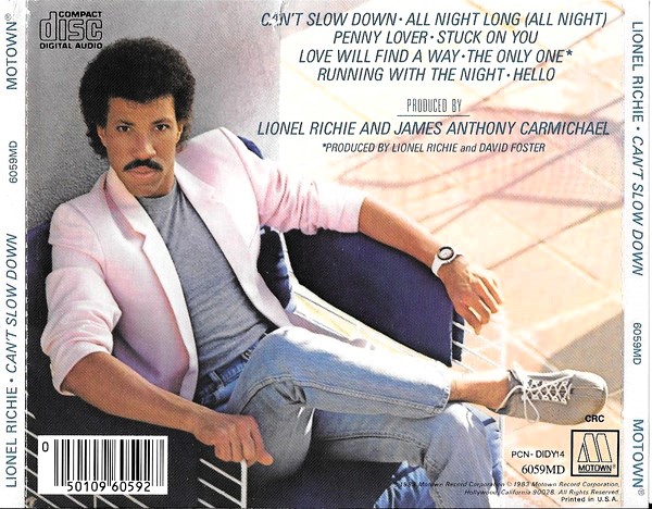 lionel richie trasera Lionel Richie – Can't Slow Down Cd Japonés