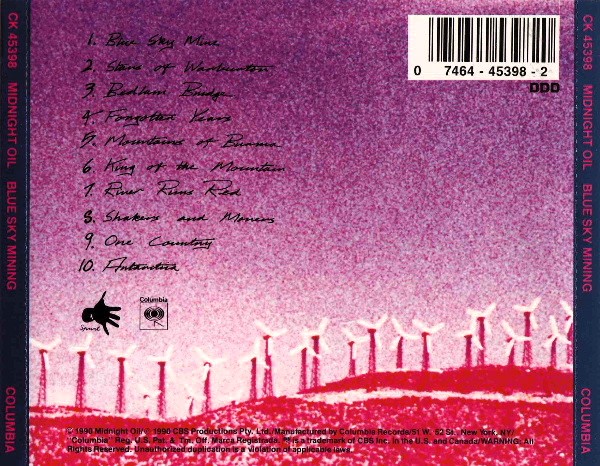 midnight oil blue trasera Midnight Oil – Blue Sky Mining Cd