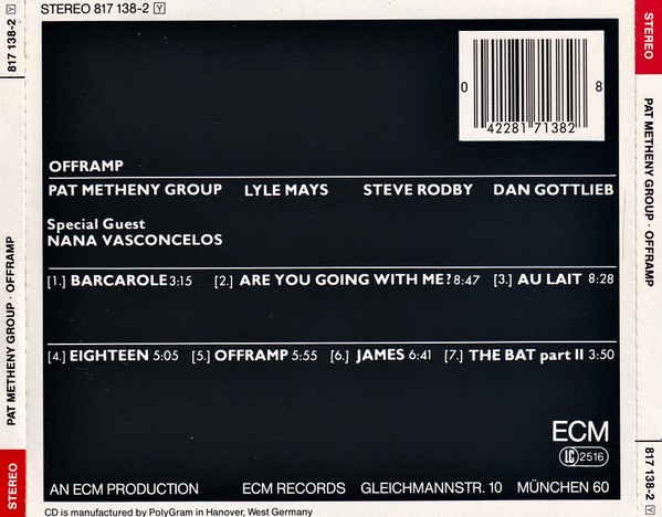 pat metheny offramp trasera Pat Metheny Group – Offramp Cd