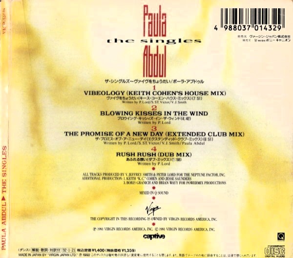 paula abdul the singles trasera Paula Abdul – The Singles Cd Japonés (12" - Mini Lp)