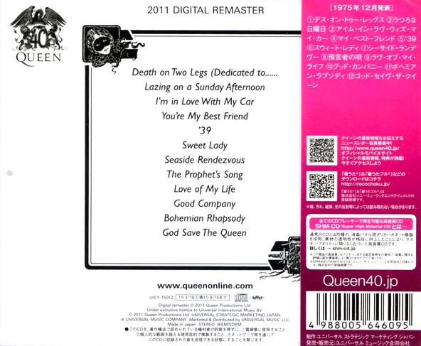 Queen – A Night At The Opera Cd Japonés SHM