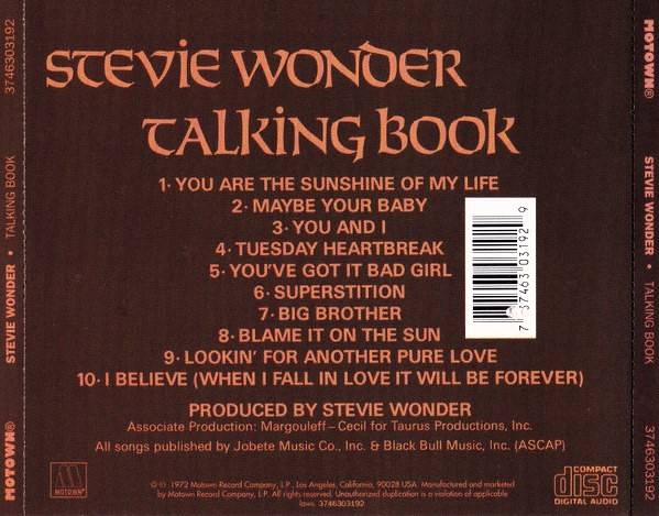 stevie wonder talking usa trasera Stevie Wonder – Talking Book Cd