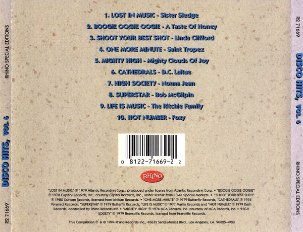 disco hits vol 6 trasera Disco Hits Vol. 6 Cd (Varios Artistas)