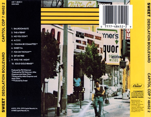 sweet desolation trasera Sweet – Desolation Boulevard Cd