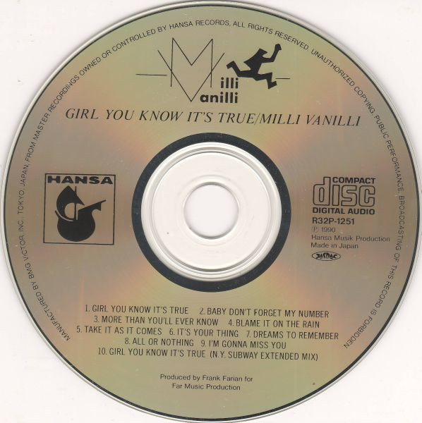milli vanilli cd Milli Vanilli – Girl You Know It's True Cd Japonés (Bonus Track)