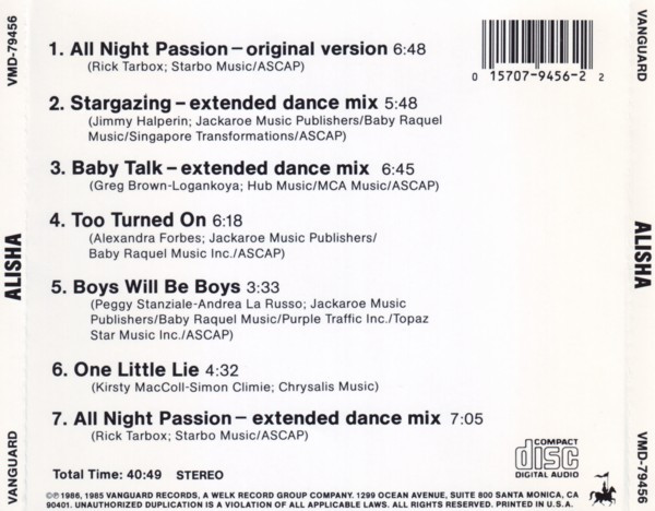 alisha trasera Alisha – Alisha Cd (Extended Versions)