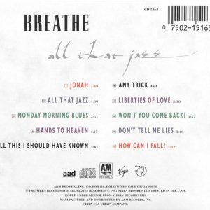 Breathe – All That Jazz Cd (Usa 1988)