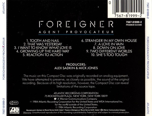 Foreigner – Agent Provocateur Cd