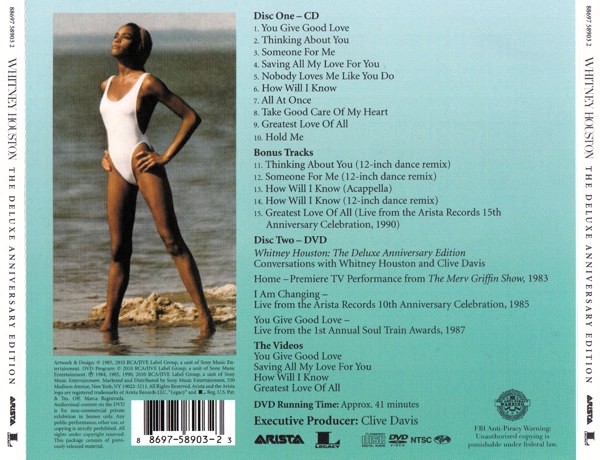 whitney deluxe con Dvd trasera Whitney Houston – Whitney Houston Cd Deluxe Anniversary Edition (Bonus Tracks + Dvd)