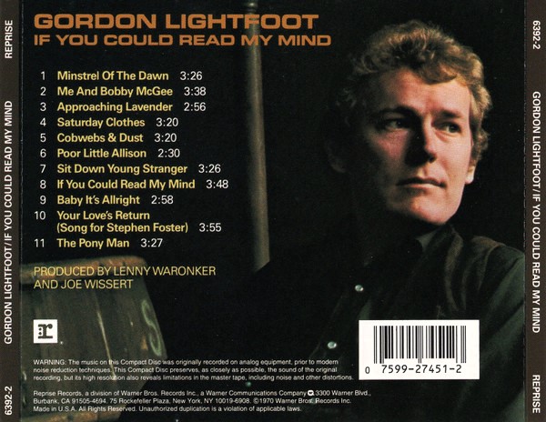 gordon lightfoot if you trasera Gordon Lightfoot – If You Could Read My Mind Cd