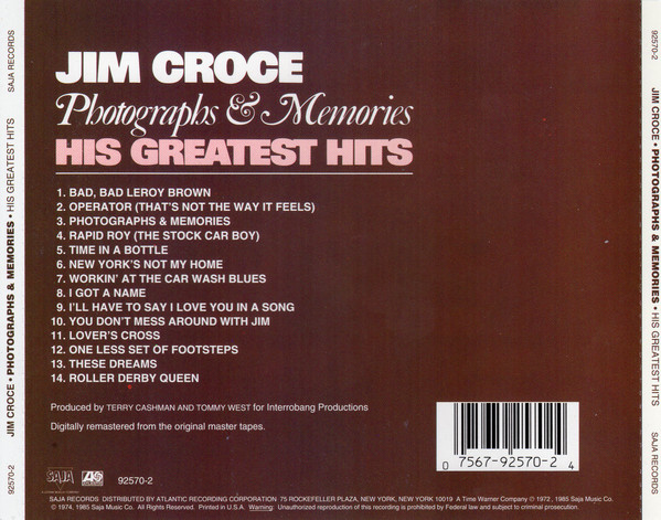 Jim Croce – Photographs & Memories: His Greatest Hits Cd