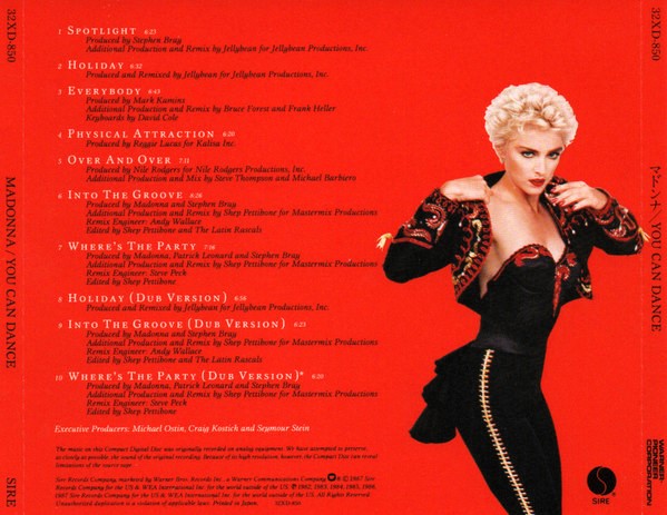 madonna you can dance trasera Madonna – You Can Dance Cd Japonés