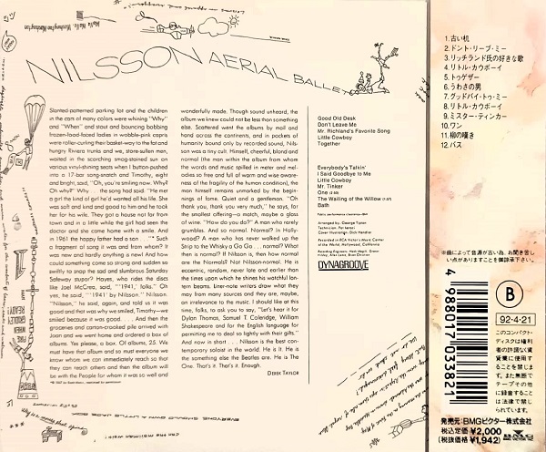 Nilsson – Aerial Ballet Cd Japonés