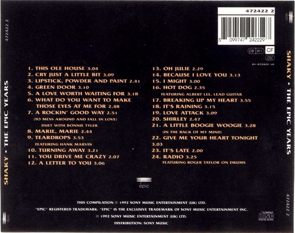 shaky trasera Shakin' Stevens – Shaky The Epic Years Cd (Compilacion)