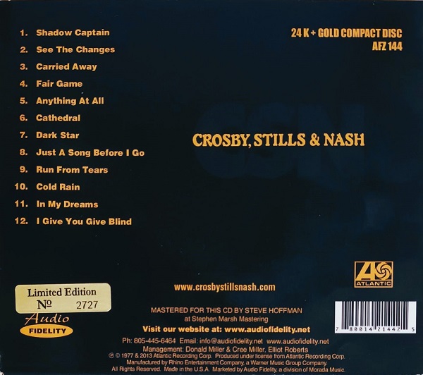 Crosby, Stills & Nash – CSN Cd (24 KT Gold Limited Edition)