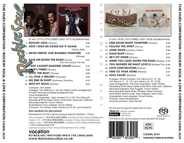 hues corporation sacd trasera The Hues Corporation – Rockin' Soul & Love Corporation Cd (SACD, Hybrid - 2 Álbumes en 1 cd)