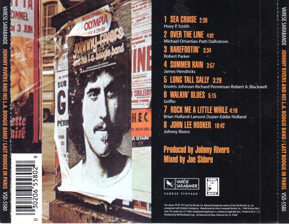 johnny rivers trasera Johnny Rivers And His L. A. Boogie Band – Last Boogie In Paris Cd