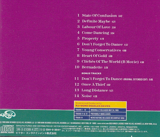kinks state trasera The Kinks – State Of Confusion Cd Japonés (Bonus Tracks)
