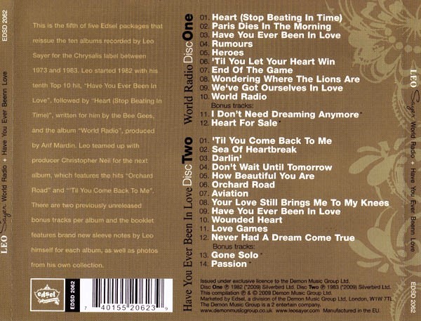 leo sayer world radio trasera Leo Sayer – World Radio + Have You Ever Been In Love Cd (1 cd por Álbum)