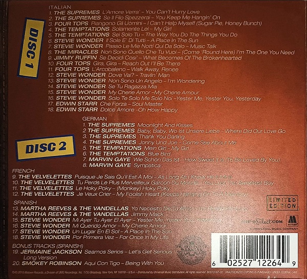 Motown Around The World Cd doble Digisleeve (Varios Artistas, cantando en otros idiomas : Stevie Wonder, Smokey Robinson, Temptations)