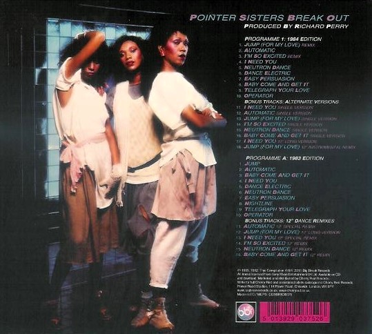 pointer sisters break out trasera Pointer Sisters – Break Out Cd Deluxe Edition (Bonus Tracks - 12" Inch)