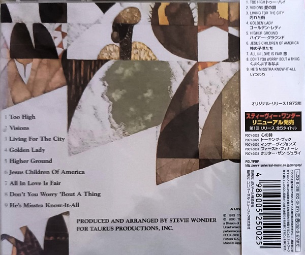 Stevie Wonder – Innervisions Cd Japonés